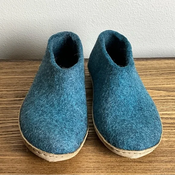 Glerups Petrol Blue Wool Slippers, New in Box - Picture 3 of 9